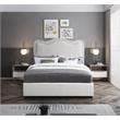 Bowery Hill Contemporary Cream Linen Textured Fabric King Bed