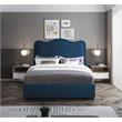 Bowery Hill Contemporary Navy Linen Textured Fabric Queen Bed
