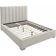 Bowery Hill Contemporary Beige Linen Textured Fabric Queen Bed
