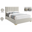 Bowery Hill Contemporary Beige Linen Textured Fabric Queen Bed