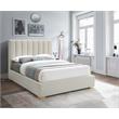 Bowery Hill Contemporary Beige Linen Textured Fabric Queen Bed