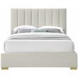 Bowery Hill Contemporary Beige Linen Textured Fabric Queen Bed