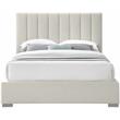 Bowery Hill Contemporary Beige Linen Textured Fabric Queen Bed