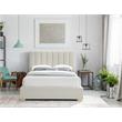 Bowery Hill Contemporary Beige Linen Textured Fabric Queen Bed