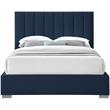 Bowery Hill Contemporary Navy Linen Textured Fabric King Bed