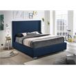 Bowery Hill Contemporary Navy Linen Textured Fabric King Bed