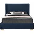 Bowery Hill Contemporary Navy Linen Textured Fabric King Bed