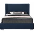 Bowery Hill Contemporary Navy Linen Textured Fabric King Bed