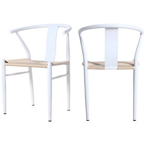Bowery Hill Contemporary Textured Beige Hand Woven Rope Dining Chair
