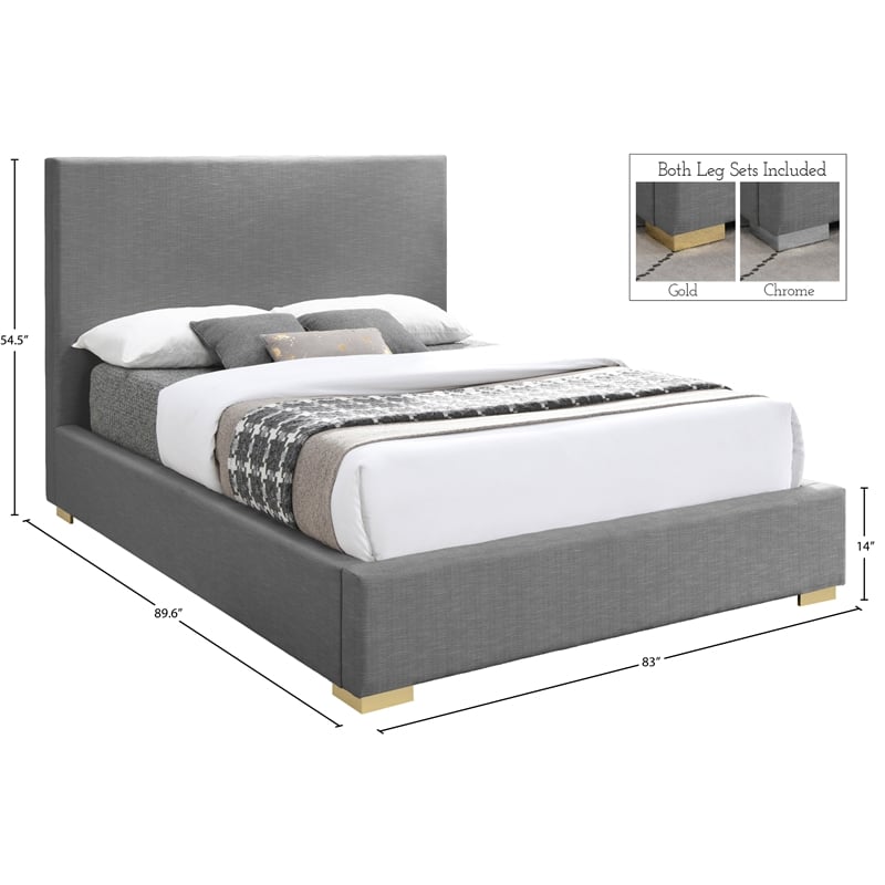 Bowery Hill Contemporary Grey Linen Textured Fabric King Bed