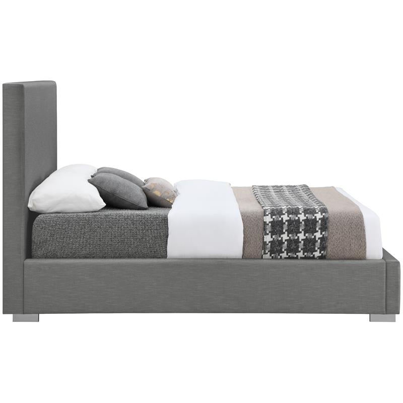Bowery Hill Contemporary Grey Linen Textured Fabric King Bed