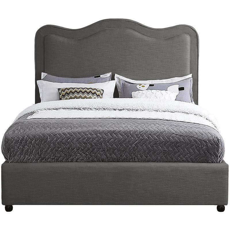 Bowery Hill Contemporary Grey Linen Textured Fabric Queen Bed