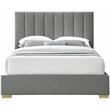 Bowery Hill Contemporary Grey Linen Textured Fabric Full Bed