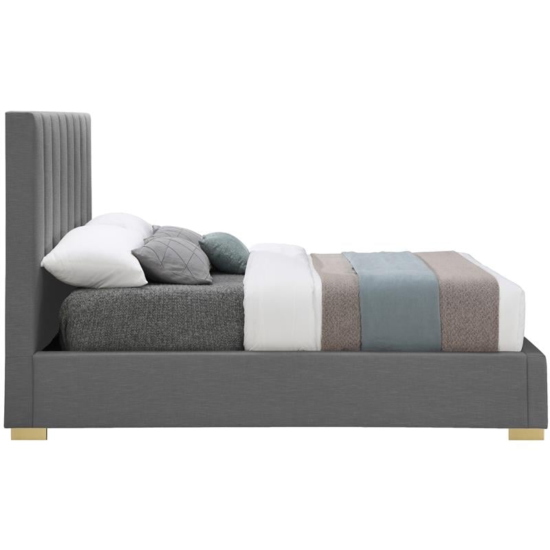 Bowery Hill Contemporary Grey Linen Textured Fabric Full Bed