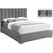 Bowery Hill Contemporary Grey Linen Textured Fabric King Bed