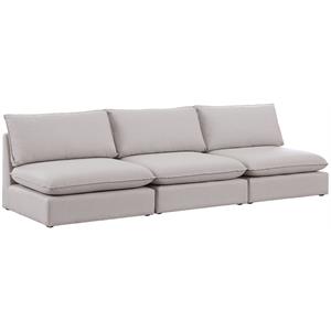 Bowery Hill Contemporary Upholstered Beige Durable Linen Textured Modular Sofa