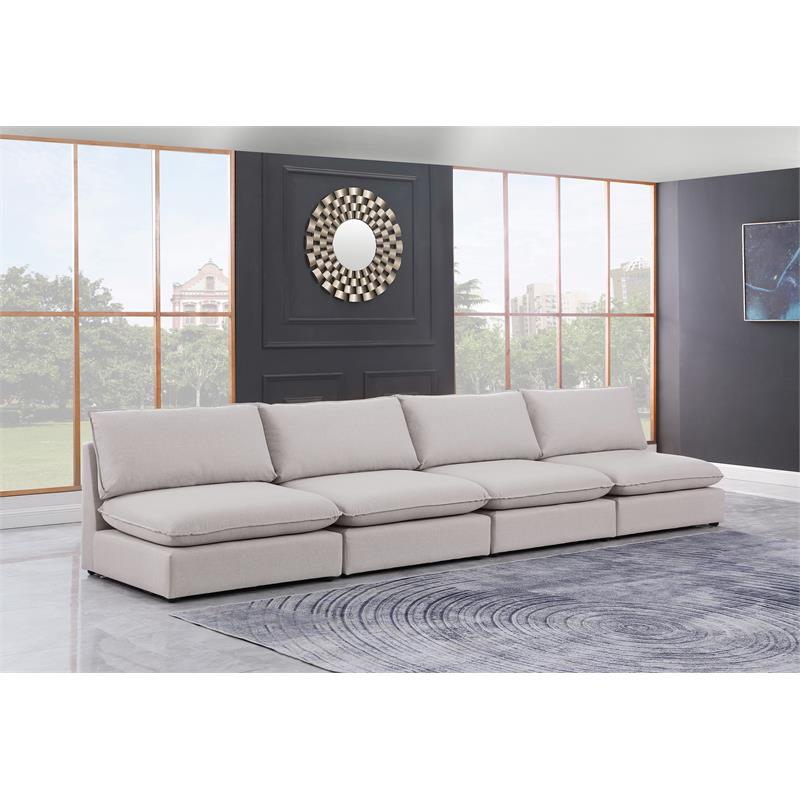 Bowery Hill Contemporary Upholstered Beige Durable Linen Textured Modular Sofa