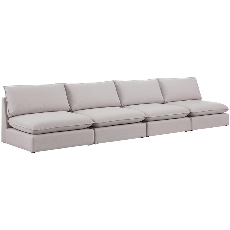 Bowery Hill Contemporary Upholstered Beige Durable Linen Textured Modular Sofa