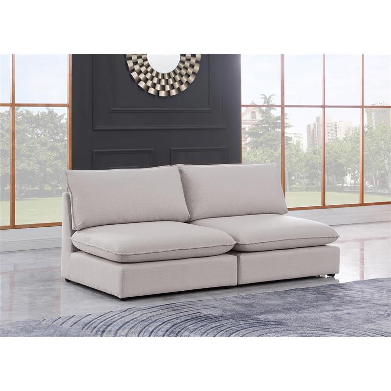 Bowery Hill Contemporary Upholstered Beige Durable Linen Textured Modular Sofa