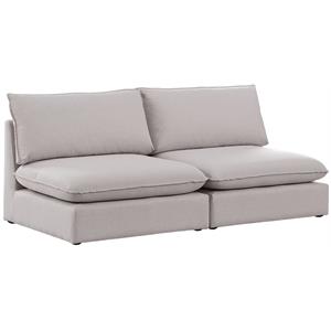 Bowery Hill Contemporary Upholstered Beige Durable Linen Textured Modular Sofa