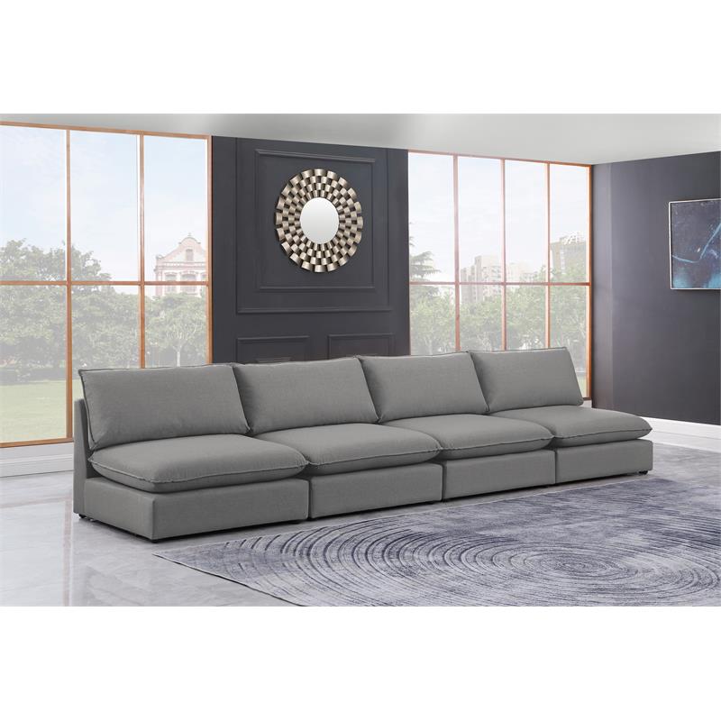 Bowery Hill Contemporary Upholstered Grey Durable Linen Textured Modular Sofa
