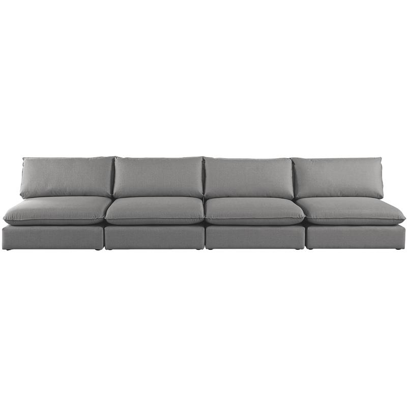 Bowery Hill Contemporary Upholstered Grey Durable Linen Textured Modular Sofa