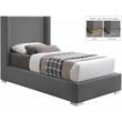 Bowery Hill Contemporary Grey Linen Textured Fabric Twin Bed
