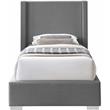 Bowery Hill Contemporary Grey Linen Textured Fabric Twin Bed