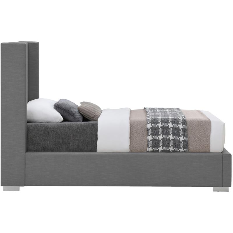 Bowery Hill Contemporary Grey Linen Textured Fabric Twin Bed