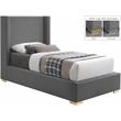 Bowery Hill Contemporary Grey Linen Textured Fabric Twin Bed
