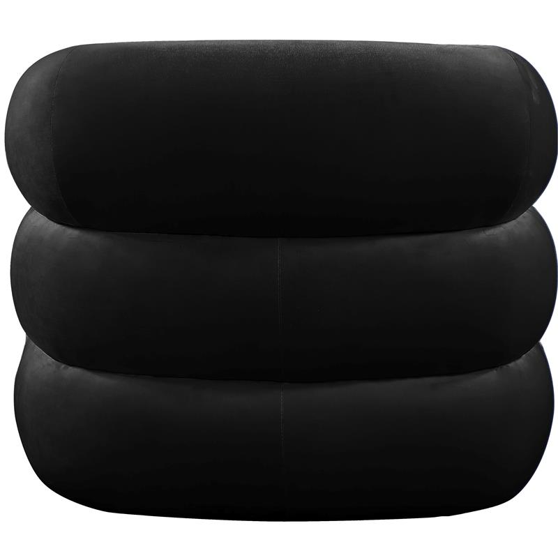 Bowery Hill Contemporary Deep Channel Tufted Soft Black Velvet Accent Chair
