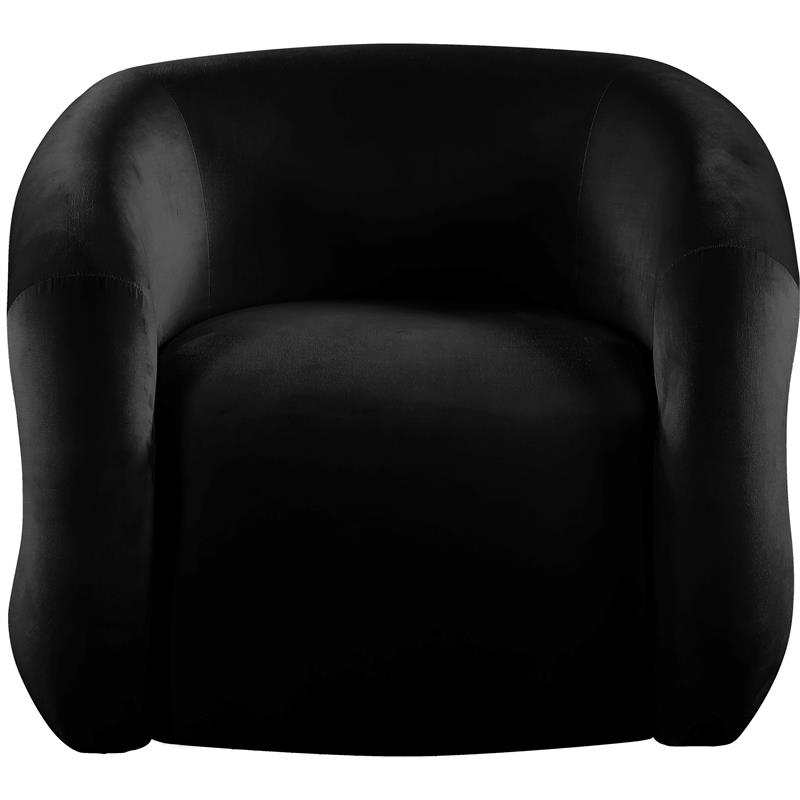 Bowery Hill Contemporary Deep Channel Tufted Soft Black Velvet Accent Chair