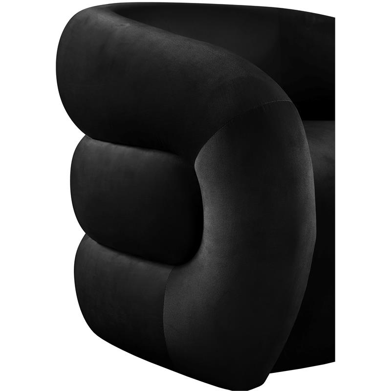 Bowery Hill Contemporary Deep Channel Tufted Soft Black Velvet Accent Chair