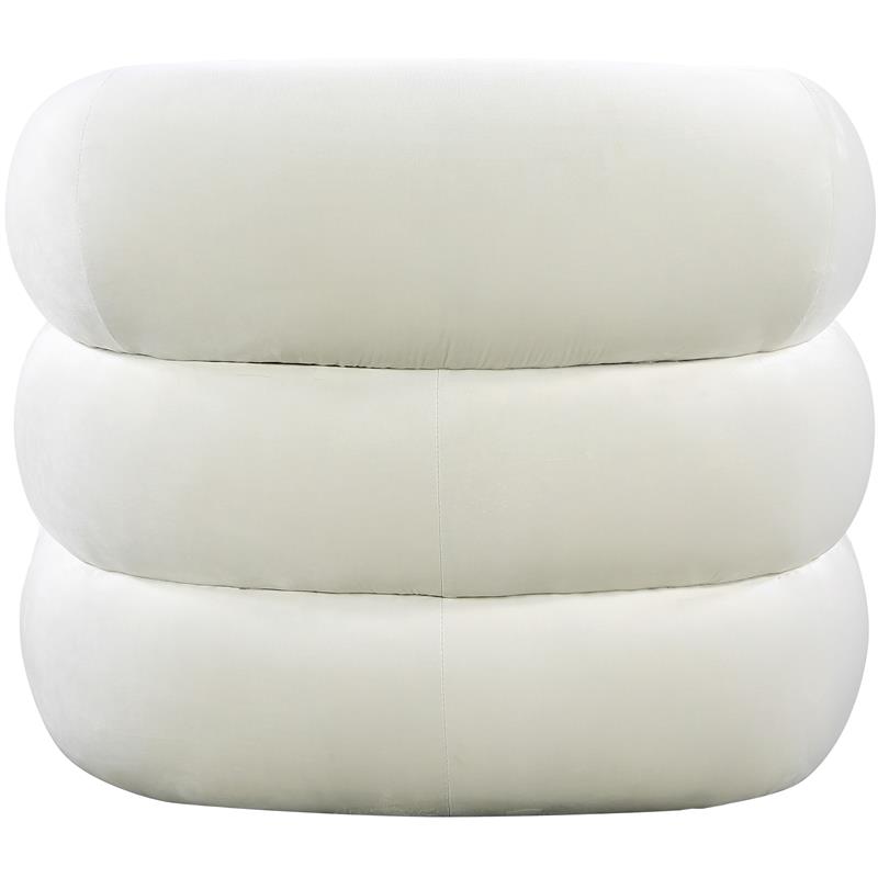 Bowery Hill Contemporary Deep Channel Tufted Soft Cream Velvet Accent Chair