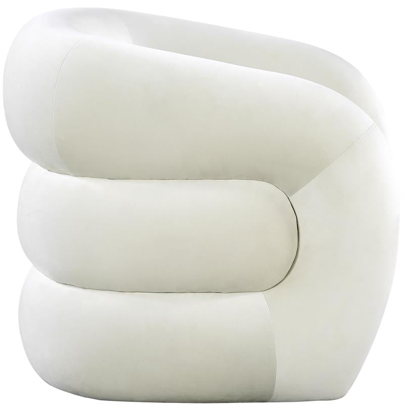 Bowery Hill Contemporary Deep Channel Tufted Soft Cream Velvet Accent Chair