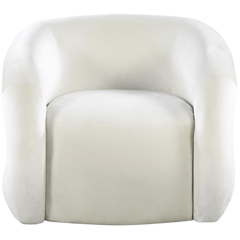 Bowery Hill Contemporary Deep Channel Tufted Soft Cream Velvet Accent Chair