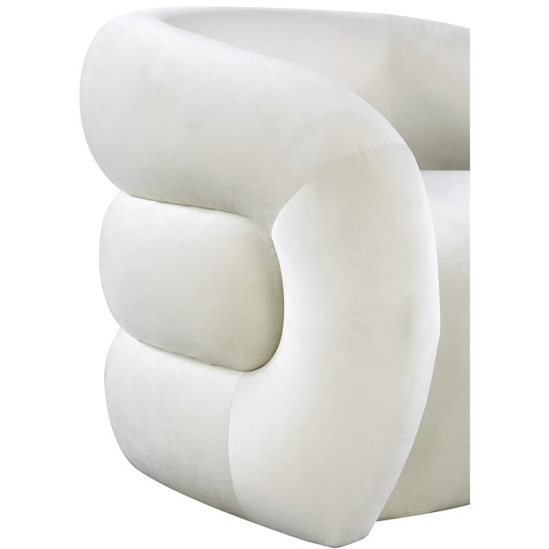 Bowery Hill Contemporary Deep Channel Tufted Soft Cream Velvet Accent Chair