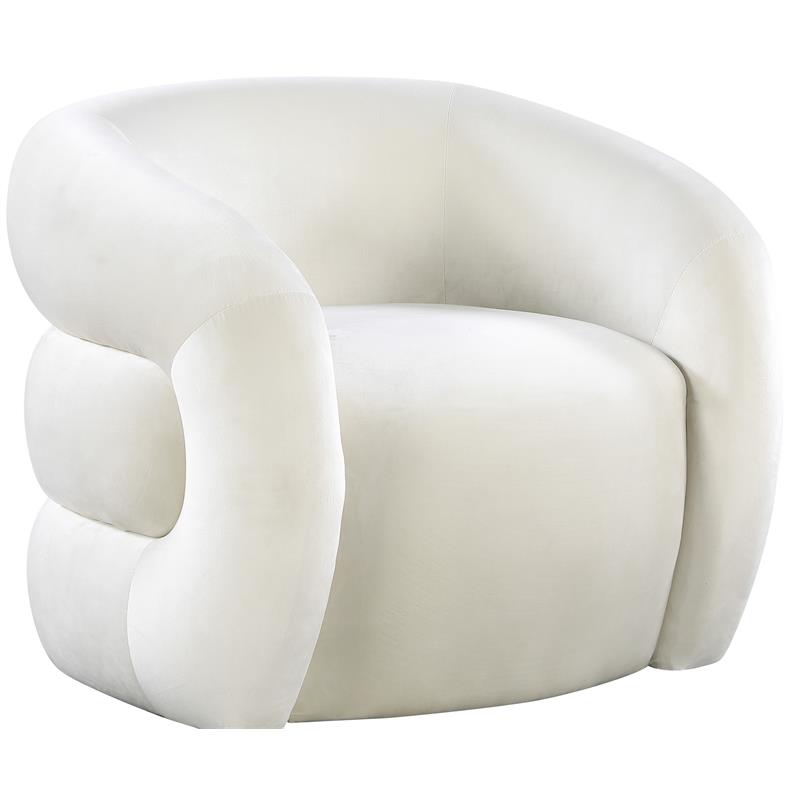 Bowery Hill Contemporary Deep Channel Tufted Soft Cream Velvet Accent Chair