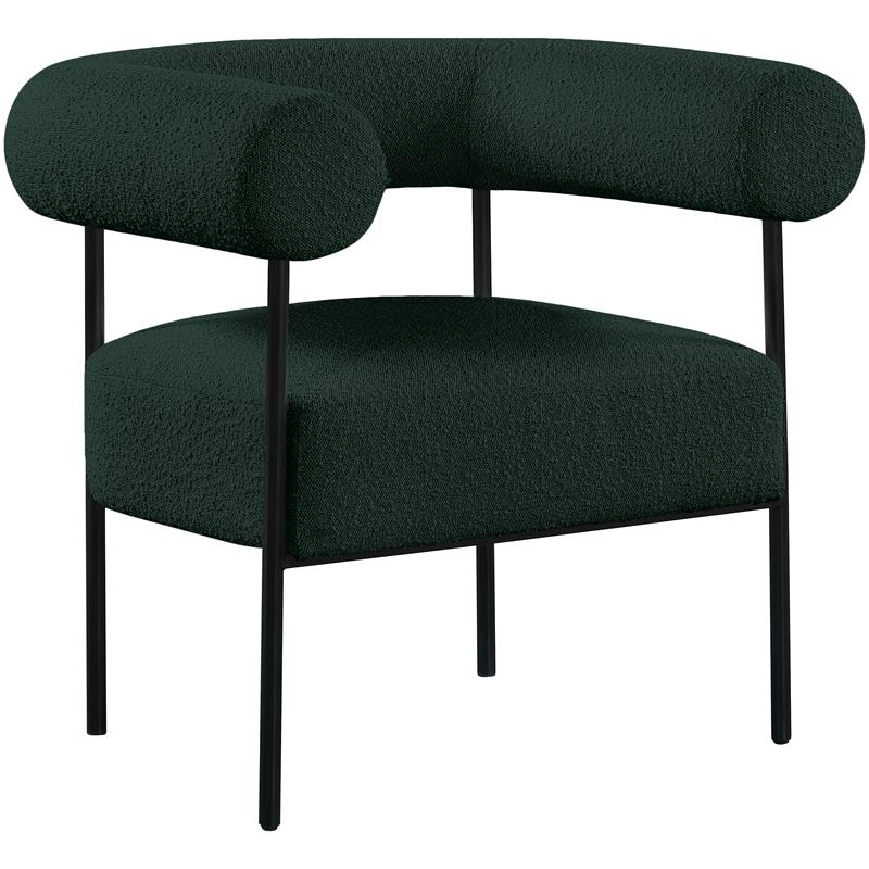 Bowery Hill Contemporary Rich Green Boucle Fabric Accent Chair