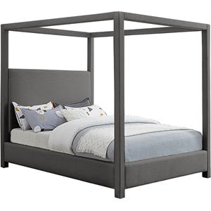 Bowery Hill Contemporary Grey Linen Textured Fabric Queen Bed