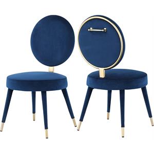 Bowery Hill Modern / Contemporary Navy Durable Velvet Dining Chair