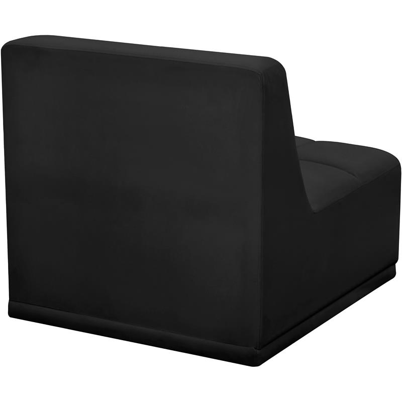 Bowery Hill Contemporary Biscuit Tufted Soft Black Velvet Armless Chair