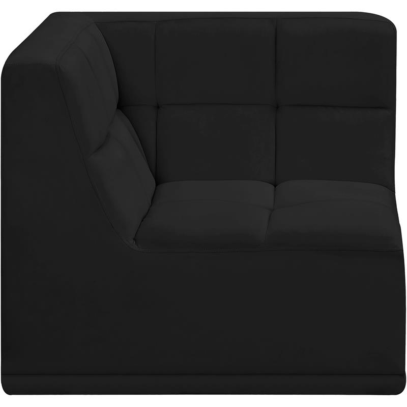 Bowery Hill Contemporary Biscuit Tufted Soft Black Velvet Corner Chair
