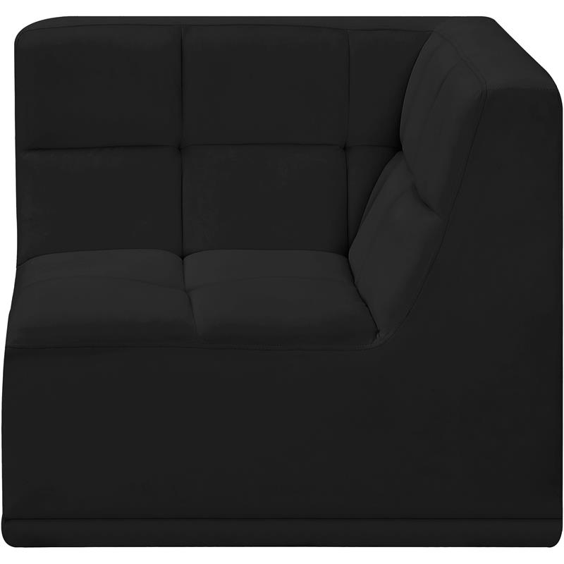 Bowery Hill Contemporary Biscuit Tufted Soft Black Velvet Corner Chair