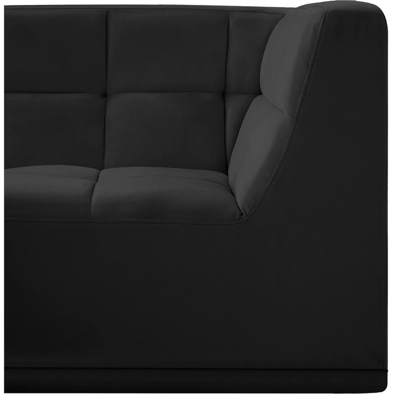 Bowery Hill Contemporary Biscuit Tufted Soft Black Velvet Corner Chair