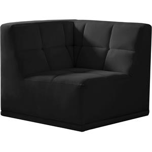 Bowery Hill Contemporary Biscuit Tufted Soft Black Velvet Corner Chair