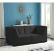 Bowery Hill Contemporary Biscuit Tufted Soft Black Velvet Modular Sofa