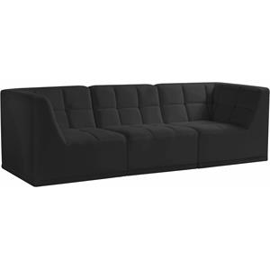 Bowery Hill Contemporary Biscuit Tufted Soft Black Velvet Modular Sofa