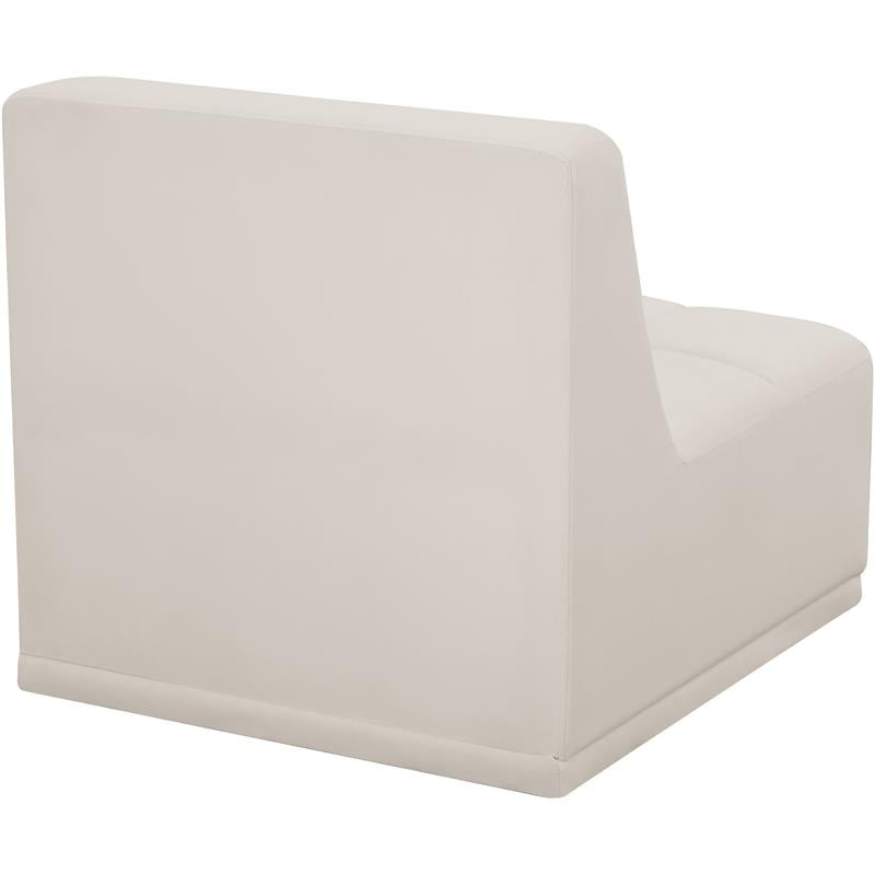 Bowery Hill Contemporary Biscuit Tufted Soft Cream Velvet Armless Chair
