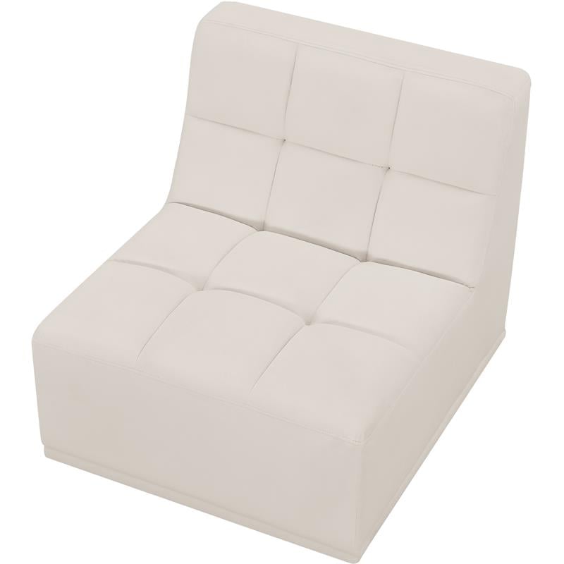 Bowery Hill Contemporary Biscuit Tufted Soft Cream Velvet Armless Chair